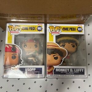 One Piece Live action Luffy and Usopp Funko Pop Bundle with protective cases